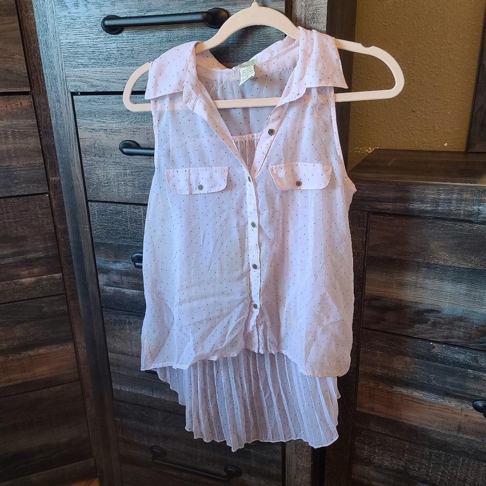 Hi low sheer polka dot blouse